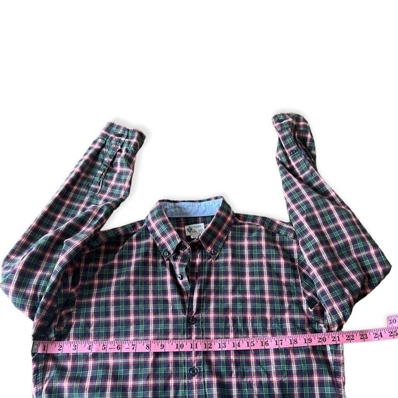 J. Crew Men’s Button Front Long Sleeve Red Green Blue Plaid Cotton Shirt, Medium - Picture 5 of 8